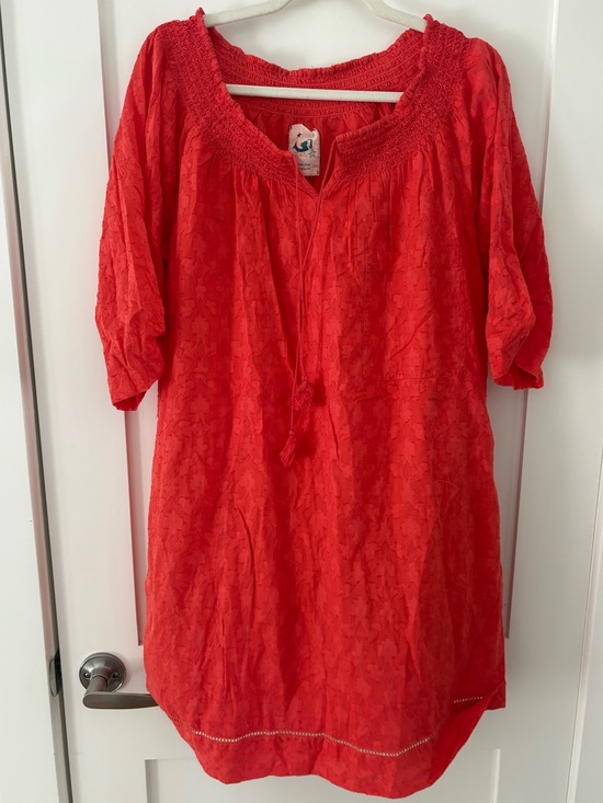 Anthropologie Dresses & Skirts - Anthropologie Mermaid Textured Cotton Red flowy peasant dress size large